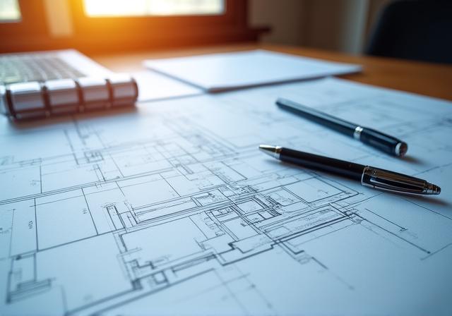 Architectural drafting and legal contract overlay